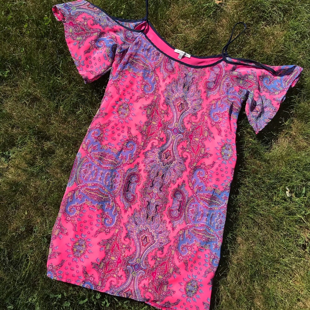 Pink patterned off the shoulder sundress